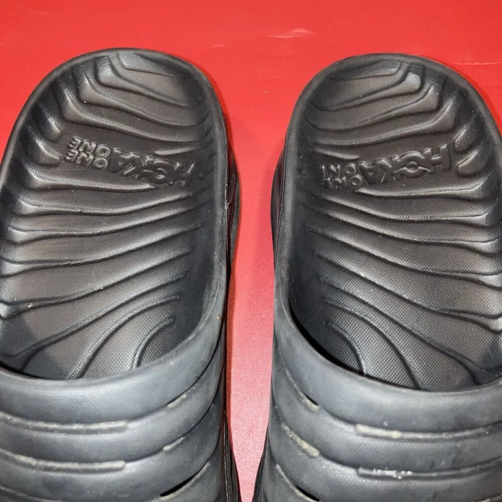Hoka One One Ora Recovery Slide 2 Black Comfort Sandals Mens Size 8 Women’s 10